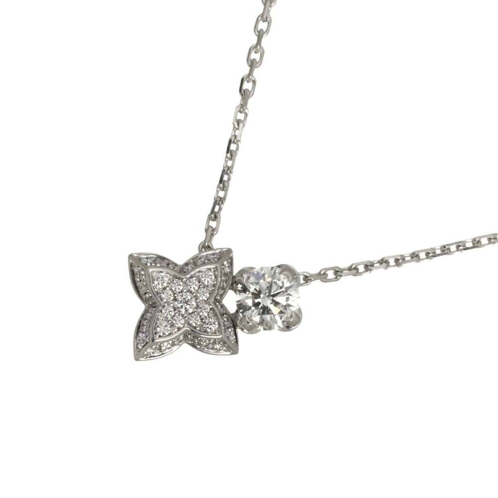 Louis Vuitton Double Round Diamond Necklace, 42cm, 18K White Gold 750.
